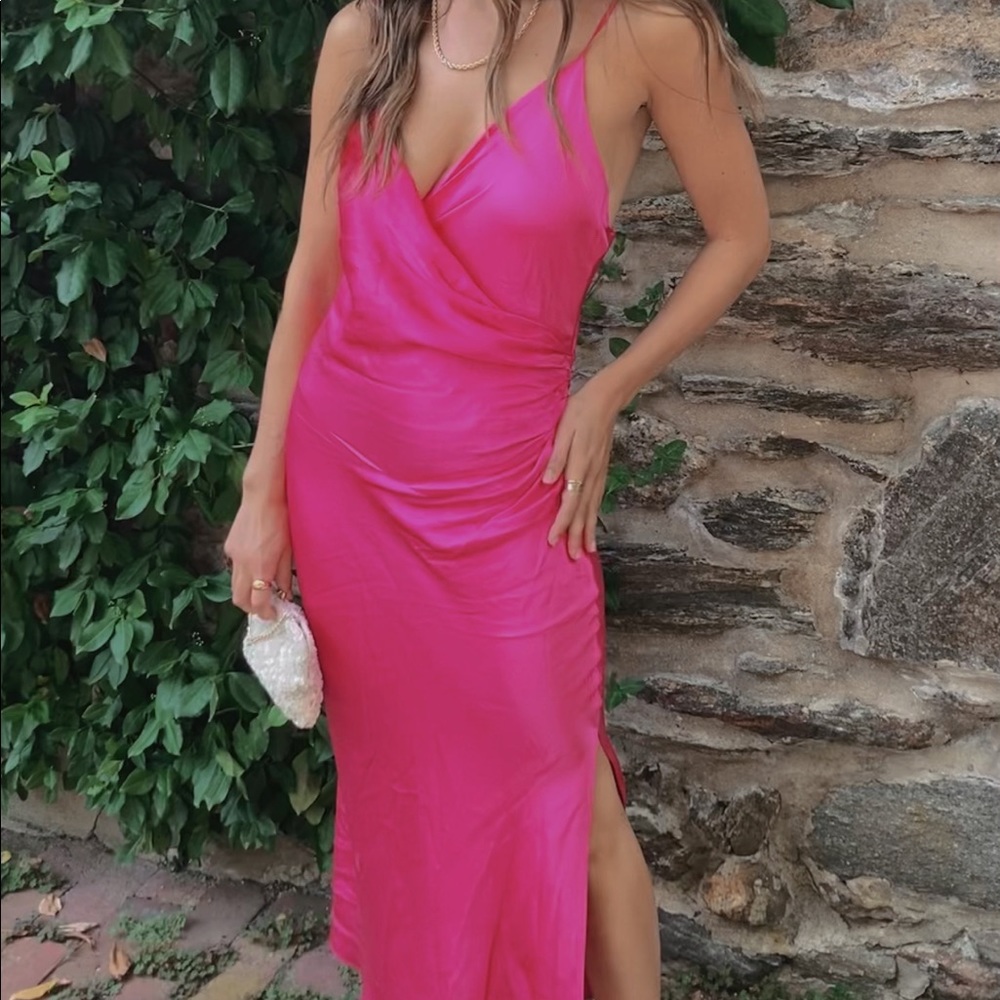 WORN ONCE pink satin dress